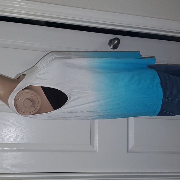 Express s flowy rwhite fades to blue ombre acerback - Picture 2 of 6